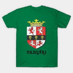 Murphy Surname / Faded Style Family Crest Coat Of Arms Design T-Shirt